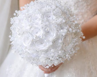 Handmade Satin Rose Bouquet | Wedding Bouquet | Floral Home Decor | Bridal Shower | Birthday Decoration