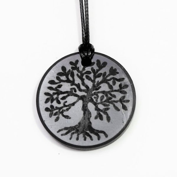 Shungite Pendant Tree of Life Necklace EMF Protection & Healing
