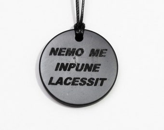 Shungite Pendant Nemo Me Impune Lacessit Engraved Necklace