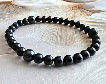 Natural Shungite 33 Beads Bracelet - EMF Protection & Healing