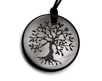 Met Shungite TREE of LIFE gegraveerde hanger - EMV Protection & Healing