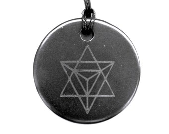 Shungite Merkaba Star of David Engraved Pendant Necklace - EMF Protection & Healing