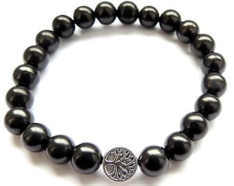 Shungiet levensboom 8 mm. Kralenarmband - EMV-bescherming en genezing