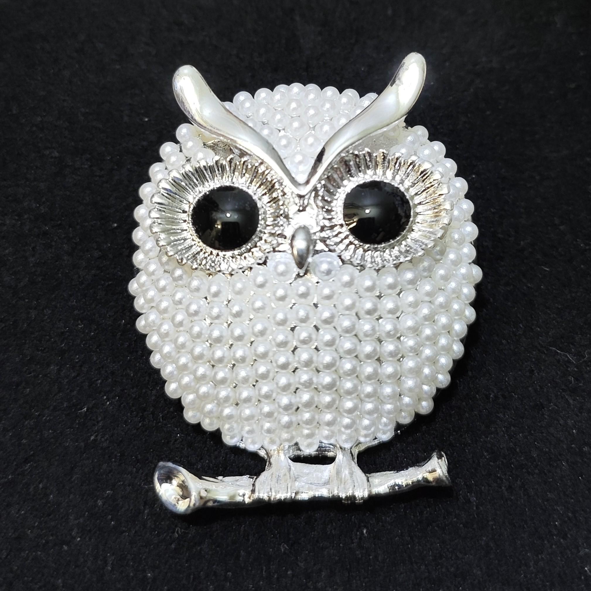 Owl Brooch Pin, Pearl Pretty Brooch