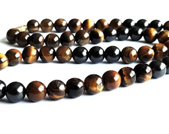 Tiger Eye and Shungite 8mm bead Necklace - EMF Protection & Healing Crystal