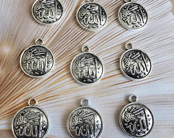 9 ronde handgemaakte Allah-hangertjes voor het maken van sieraden