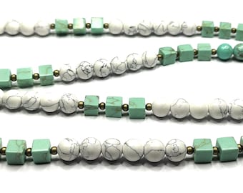 Turquoise helende steenkralen 33'' / 82 cm lange ketting