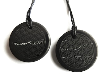 2 x Shungite FLOWER OF LIFE Pendant Necklace