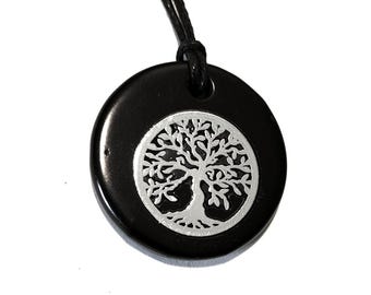 Shungite Pendant Tree of Life Necklace - EMF Protection & Healing
