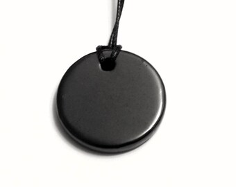 Shungite Pendant Circle 3.5cm Necklace - EMF Protection & Healing
