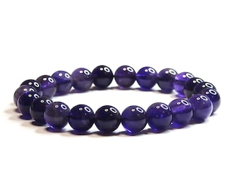 Amethist armband 8 mm steenkralen - elastisch koord