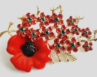 Poppy Brooch, Red Flower Brooch, Beautifully Crafted Floral Gift