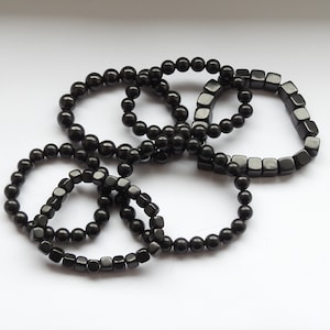 Bracciale con perline di shungite e cordino elastico con protezione EMF