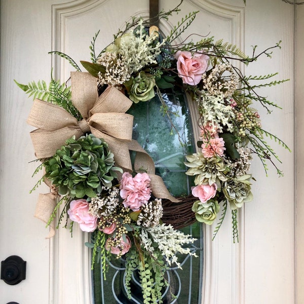 Everyday wreath, spring and summer wreath, Grapevine wreath, all season wreath, wreath for front door, farmhouse decor, spring wreath