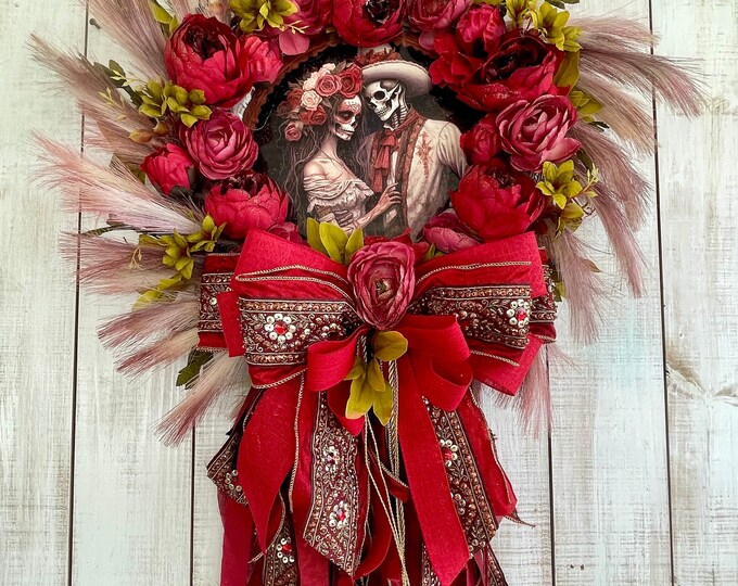 Day of the Dead Dia De Los Muertos Halloween Sugar Skull Wreath for ...