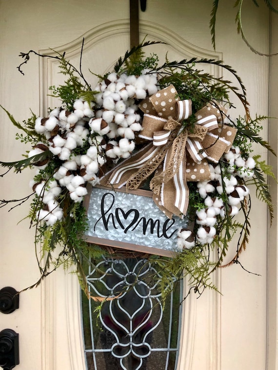 Everyday Wreath Farmhouse Decor Cotton Bolls Wreath All Etsy