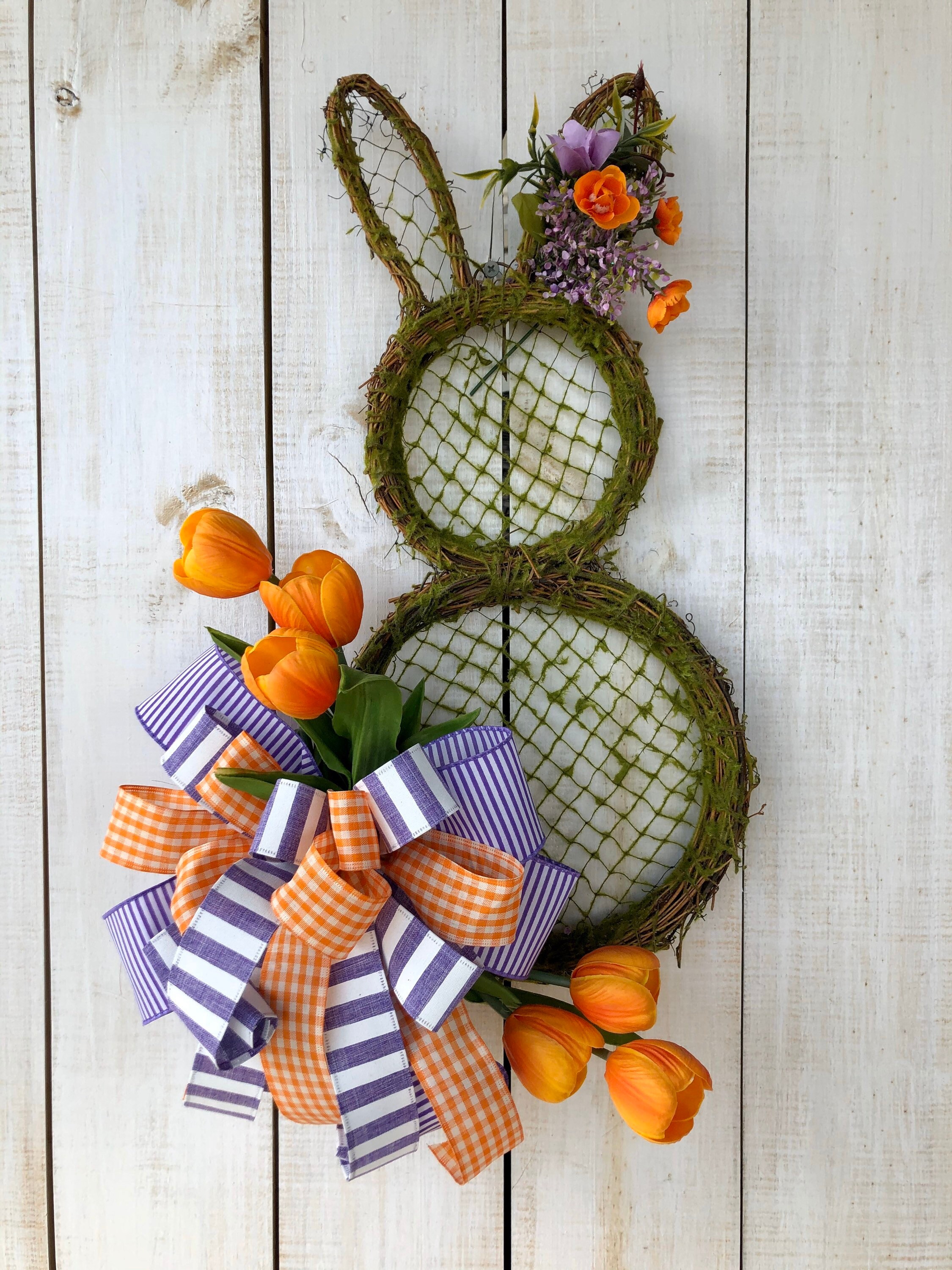 Easter wreath door hanger for your front door grapevine bunny Etsy