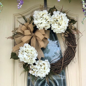 Everyday wreath, farmhouse wreath, Hydrangea wreath, all season wreath, everyday wreath for front door, farmhouse decor, Christmas gift idea