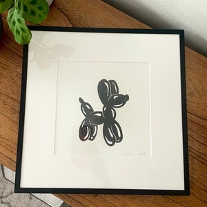 Funny Guy - Balloon Dog Lino Print Art, Hand Print Lino Art, Art Gift Poster Print, Linolium Print Art