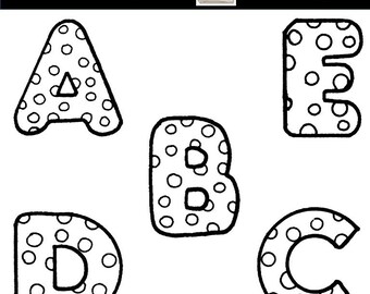 black white alpha letter clip art commercial use black alphabet set black white polka dots alphabet letters instant download degree21 clip art art collectibles