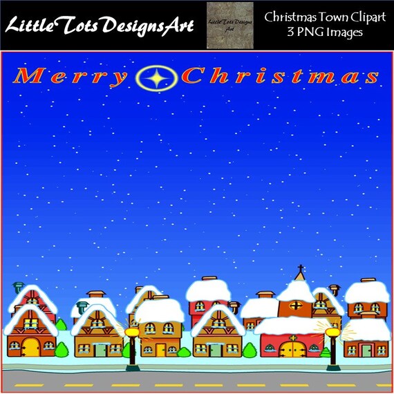 Christmas Town Clipart Clip Art Winter Village Clip Art Etsy