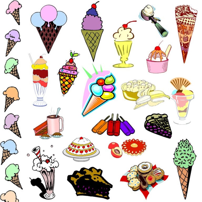 Commercial Use Pies Sweets /& Treats Clip Art Clipart Popsicle Dessert Clipart Clip Art Digital Elements Ice Cream