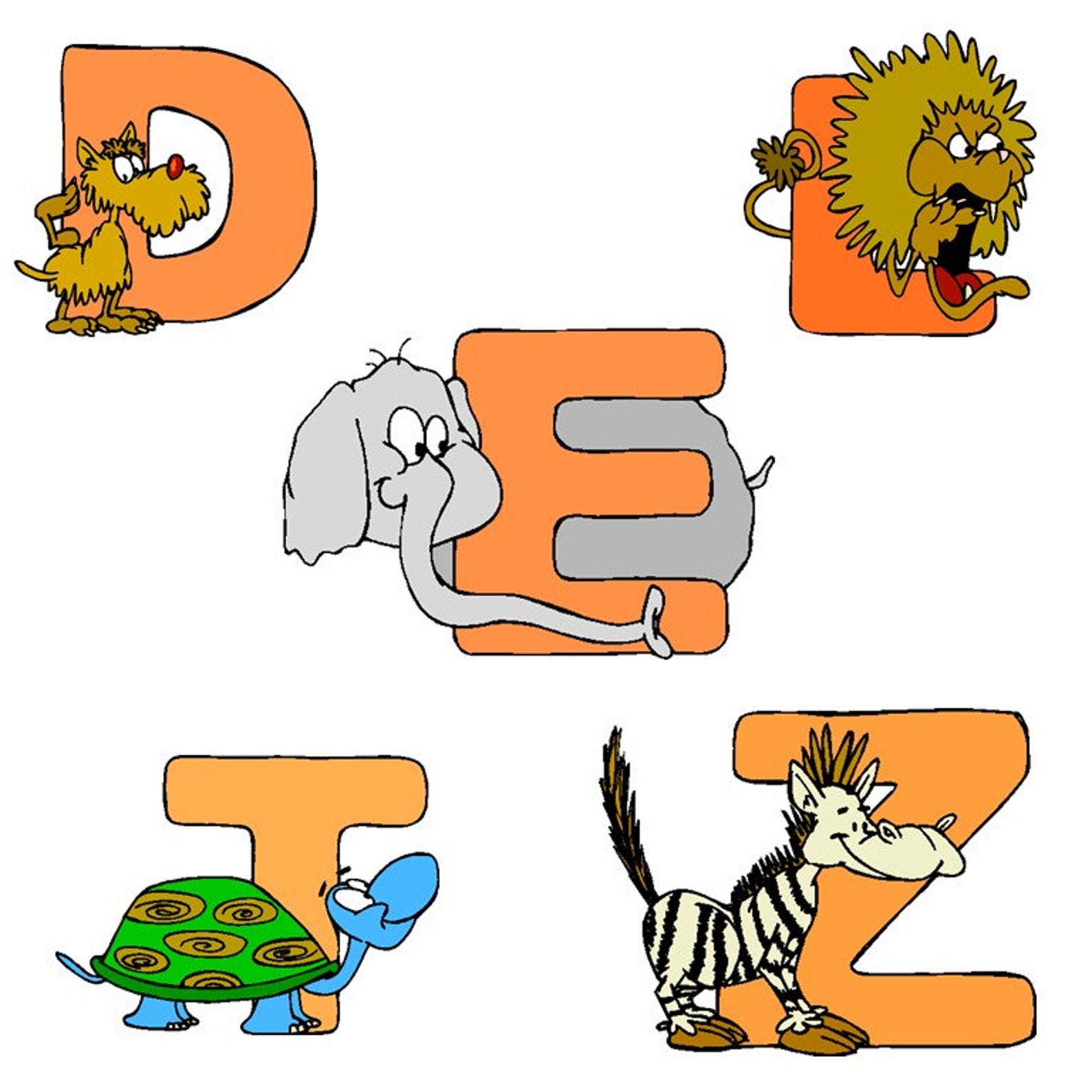 Illustrated Alphabet Clip Art Animal Alphabet Picture Etsy