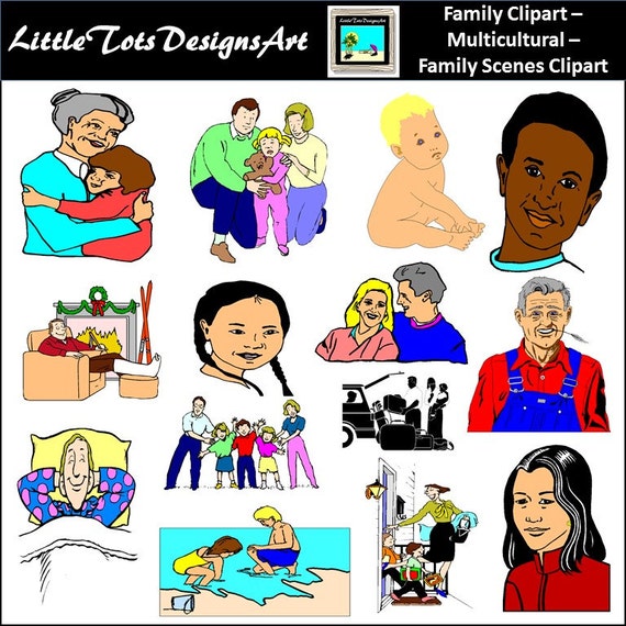 Family Clip Art Clipart Family Graphics Multicultural Etsy