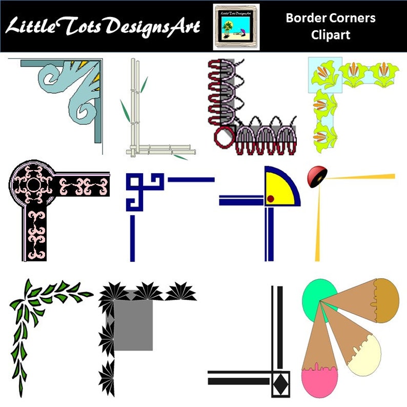 Decorative Corners Frame Corners PNG Digital Clip Art Personal or Commercial Use Instant Digital Download