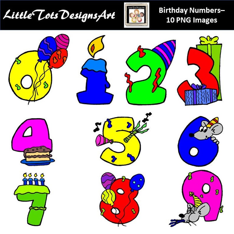 Geburtstag Zahlen ClipArt Geburtstag Party Clipart Karte  Etsy