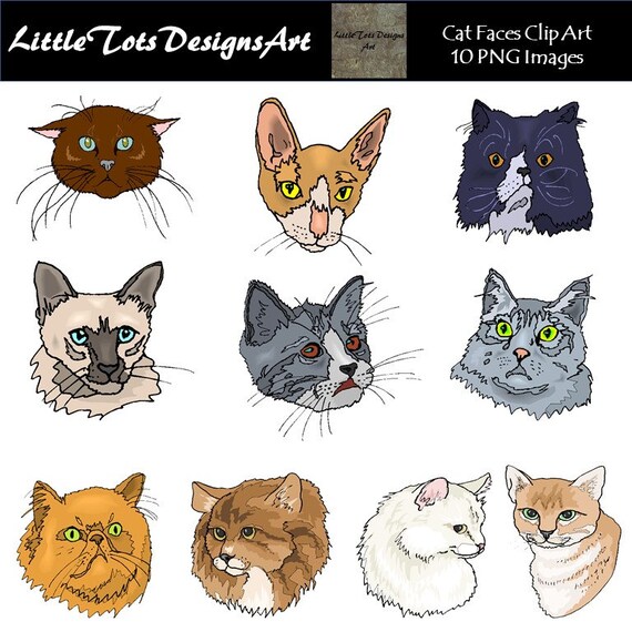 Download Cat Face Clipart Clip Art Cat Head Clipart Clip Art Cat | Etsy