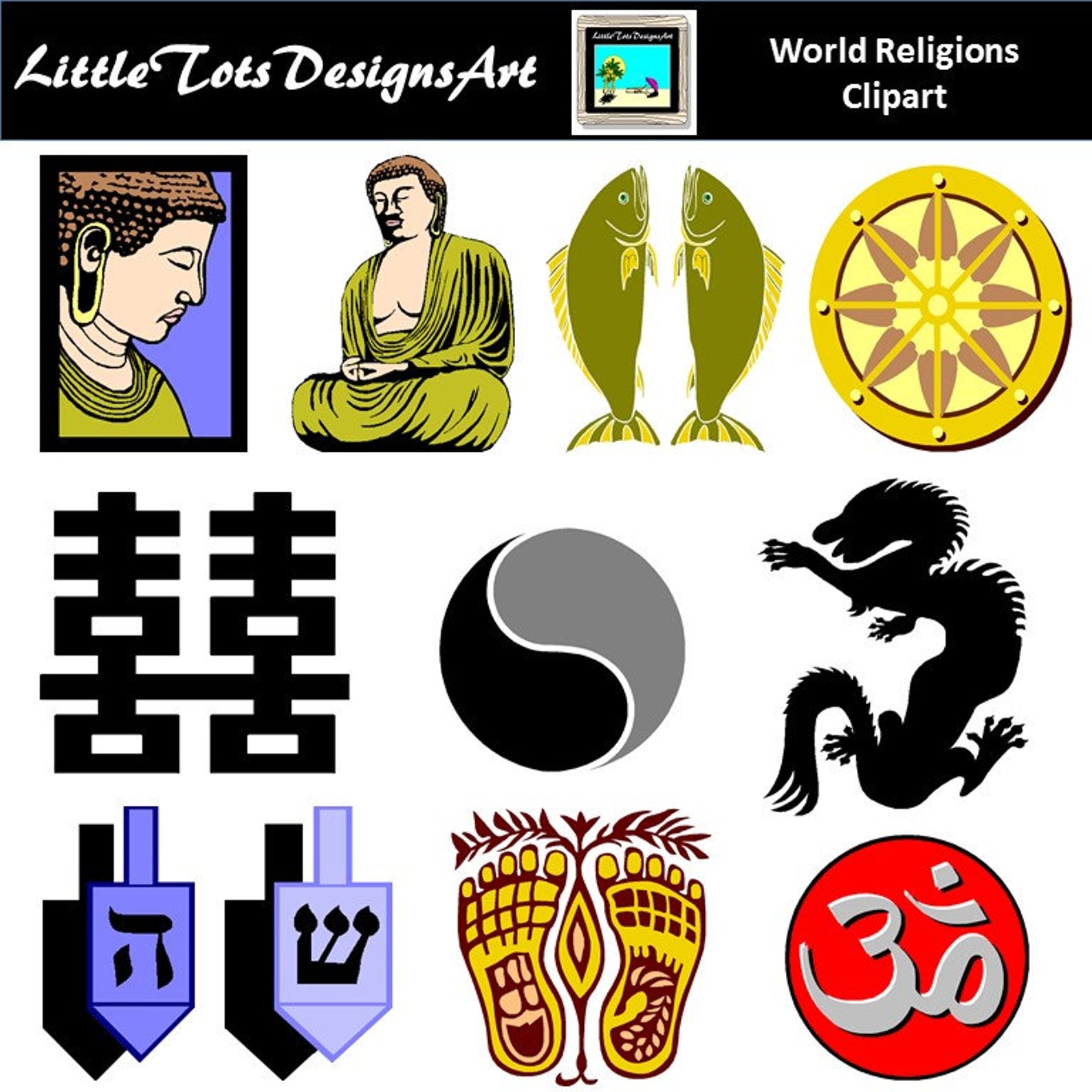 World Religions Clip Art Religious Clip Art Buddhism | Etsy