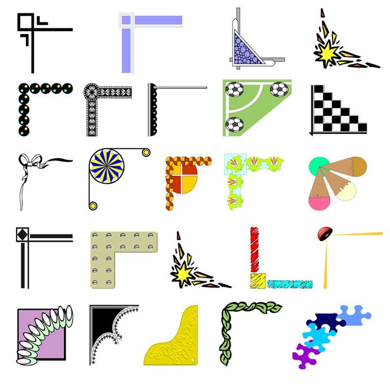 Decorative Corners Frame Corners PNG Digital Clip Art Personal or Commercial Use Instant Digital Download