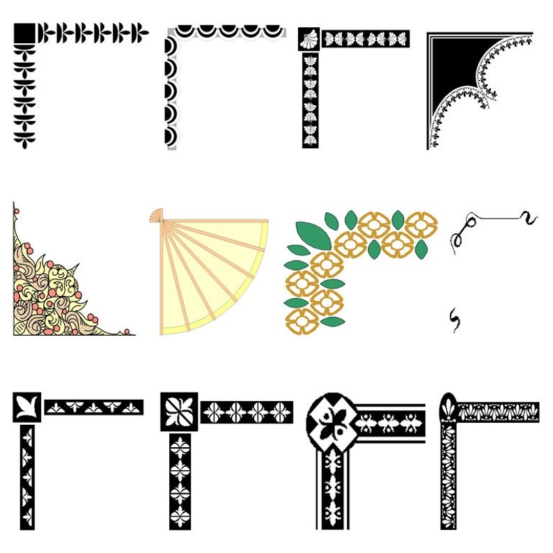 Decorative Corners Frame Corners PNG Digital Clip Art Personal or Commercial Use Instant Digital Download