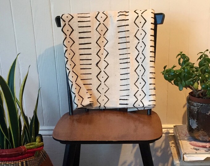 African Mudcloth Blanket Hand Blocked Printed Throw Black and White Etsy