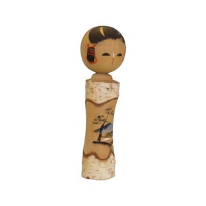 Vintage Japanese Wood Doll | Japanese Kokeshi Doll Hand Painted and Carved | Japanese Wooden Doll