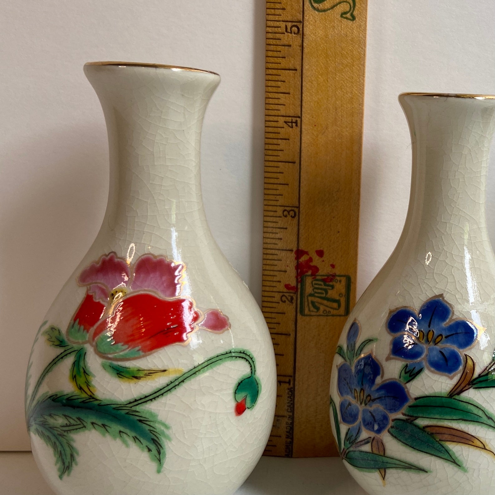 Vintage Japanese Bud Vase Set of Three Japanese Kutani Flower Vase Trio