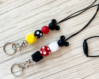 Minnie Lanyard Cute lanyards for keys Disney lanyards Nurse Lanyard Minnie lanyard Lanyard with id holder Small Gift
