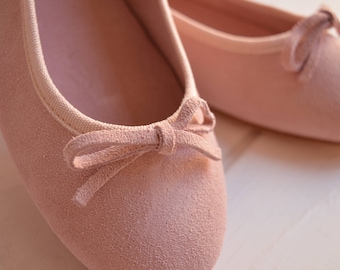 Leather shoes, Wonderful ballerinas pink, craft product, made in Italy. Made from Suede, leather bottom. soft pink flat shoes