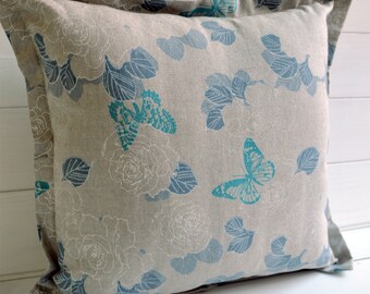 Decorative pillow, butterfly throw pillows, tourquoise, modern design, Pillow cover and padding, grey, crude , white colour