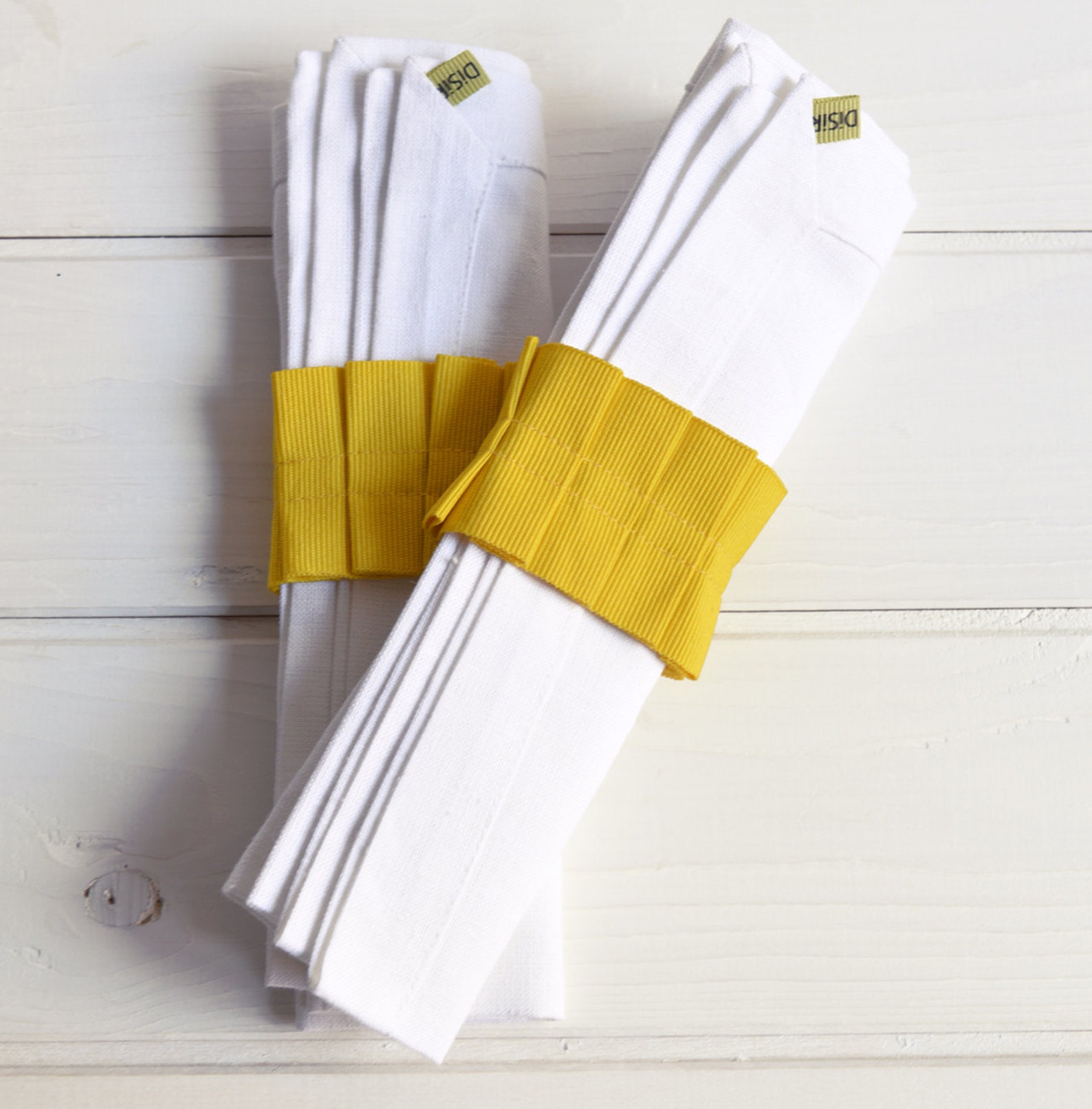Napkin Ring Yellow and White Linen Napkin Sets Summer at the Etsy Ireland