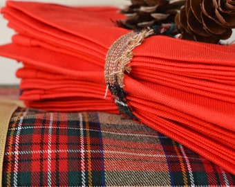 Set of 6 FIRE RED cotton napkins, pure cotton, cotton, pure cotton, Valentine&#39;s day, Christmas table, for Christmas tablecloth