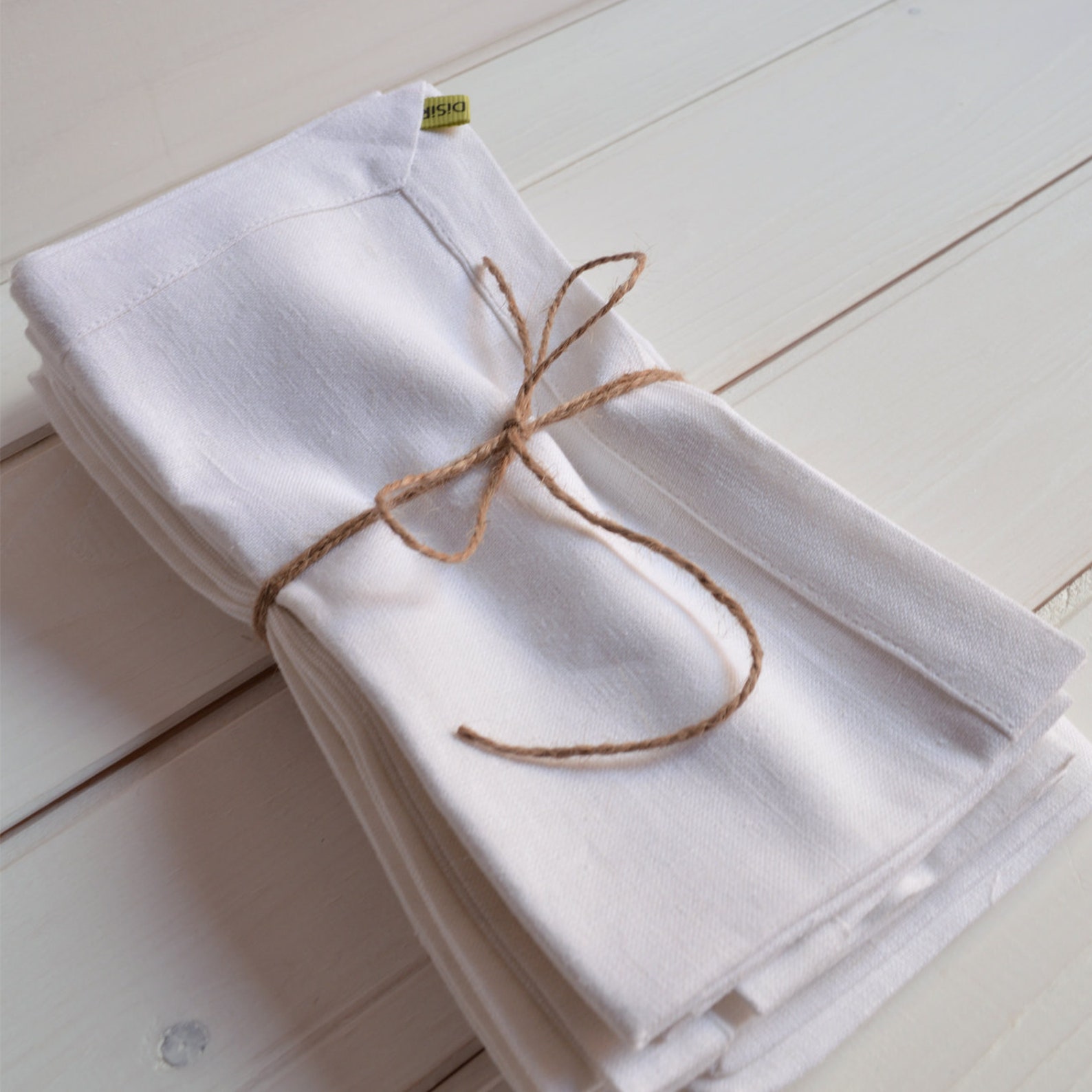 Set 4 Tovaglioli In Lino Bianco Con Pois Ricamati 45x45 Cm | Tovagliato Elegante Con Orlo A Giorno, Made In - 3