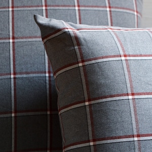 Gray, rust, white  tartan  pillow, decorative cushions, matching cushions, blankets, pillows, throw pillow, Christmas pillow tartan