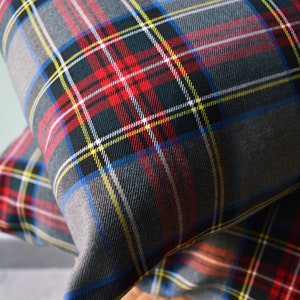 Gray and red tartan print pillow, decorative cushions, matching cushions, blankets, pillows, throw pillow, Christmas pillow tartan