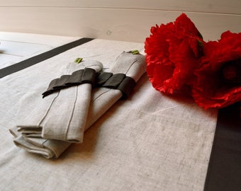 Mixed linen runner,  table runner, linen tablecloth, serviettering, gift for Valentine's Day