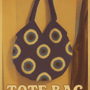 Borsa tote all'uncinetto con occhio maligno – Borsa Boho quadrata della nonna fatta a mano – Borsa a tracolla con occhio protettivo blu – Regalo di arte in fibra retrò