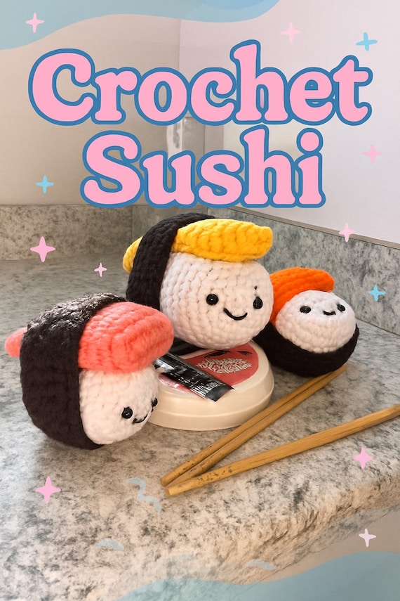 かぎ針編みの寿司ぬいぐるみ – あみぐるみにぎりおもちゃ |かわいい