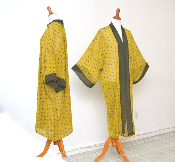 Sweetheart kimono trendy chic robes valentine date robes gothic kimono lady long kimono, floral maxi robes red sheer cardigan