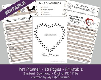 pet planner etsy